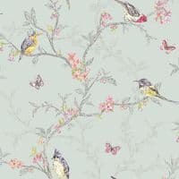 Holden Decor Phoebe Soft Teal Birds 98083 Wallpaper